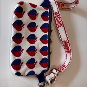 NWOT Anthropologie Hotel Magique collaboration, Red/Blue Heart Crossbody Bag